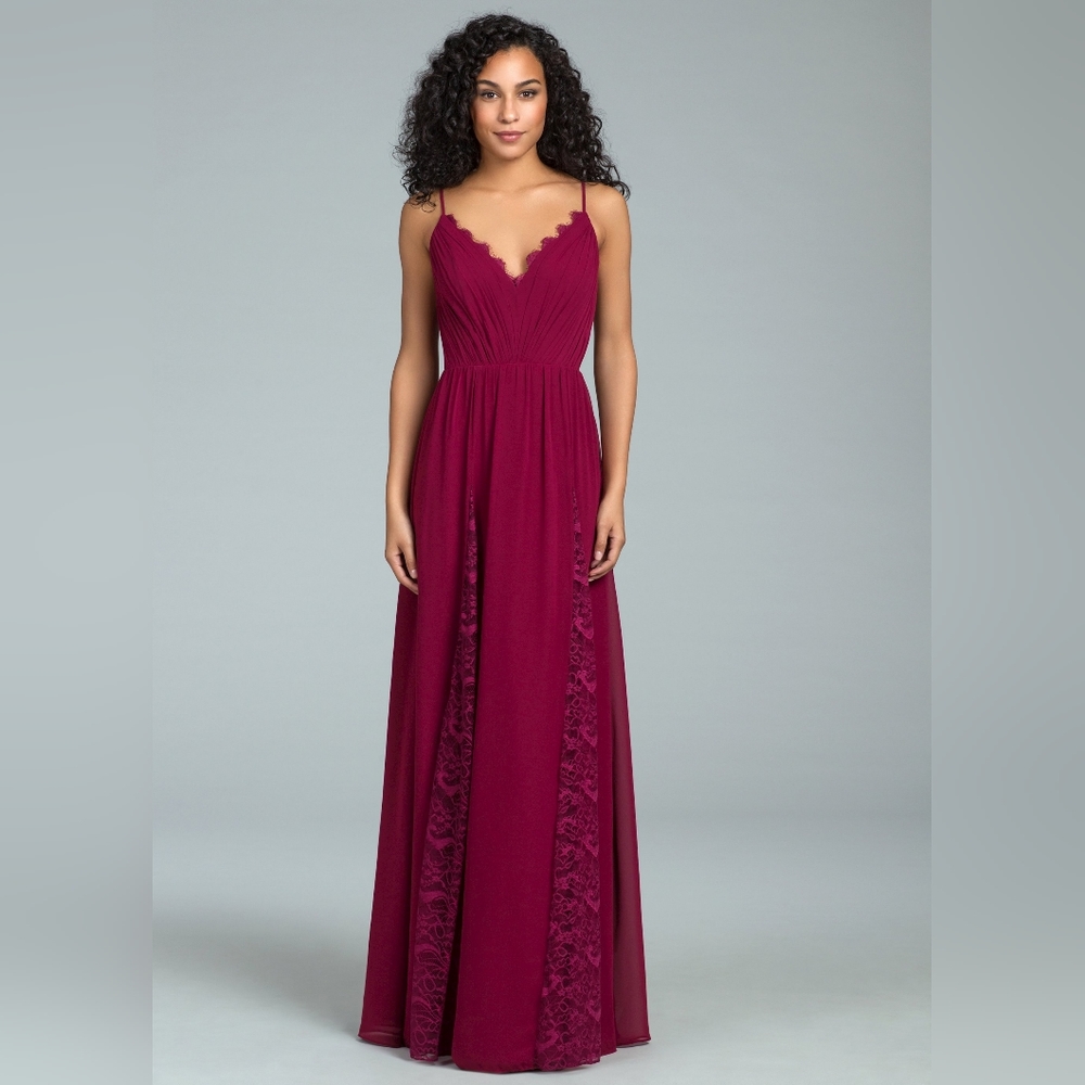 Hayley paige burgundy/maroon bridesmaid dress size 10